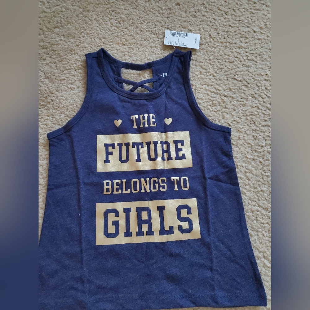 The Children's Place Navy and Gold Tank Top - Future Belongs to Girls